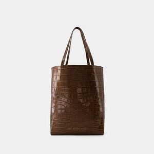 CHYLAK Brown Glossy Crocodile Tote Bag